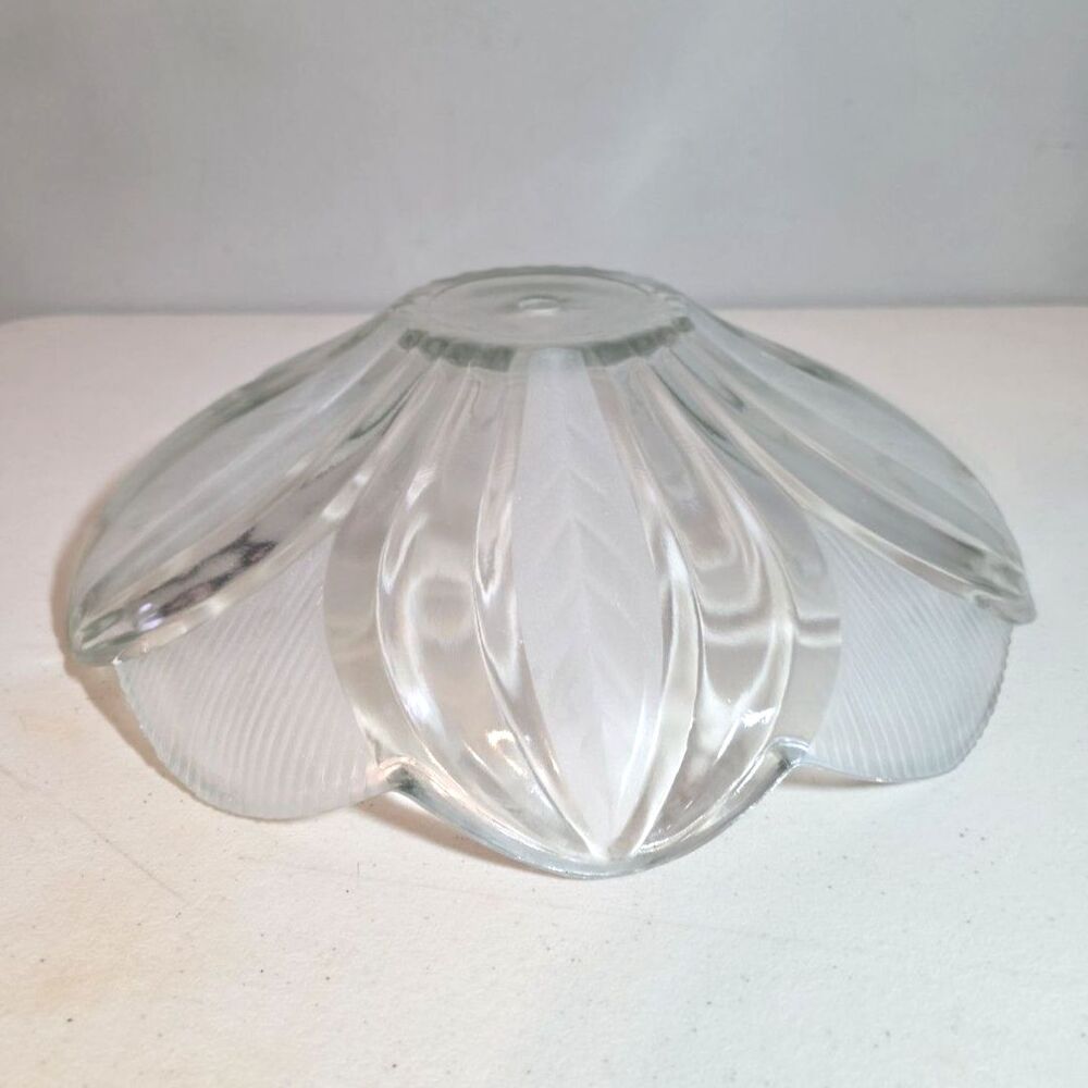 Frosted Glass Art Deco 13" Ceiling Light Lamp Shade Flower Leaves Vintage Retro